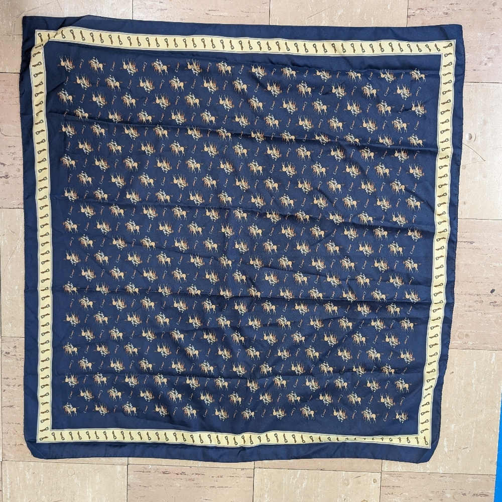 Elegant Navy and Yellow Horse Print Blanket